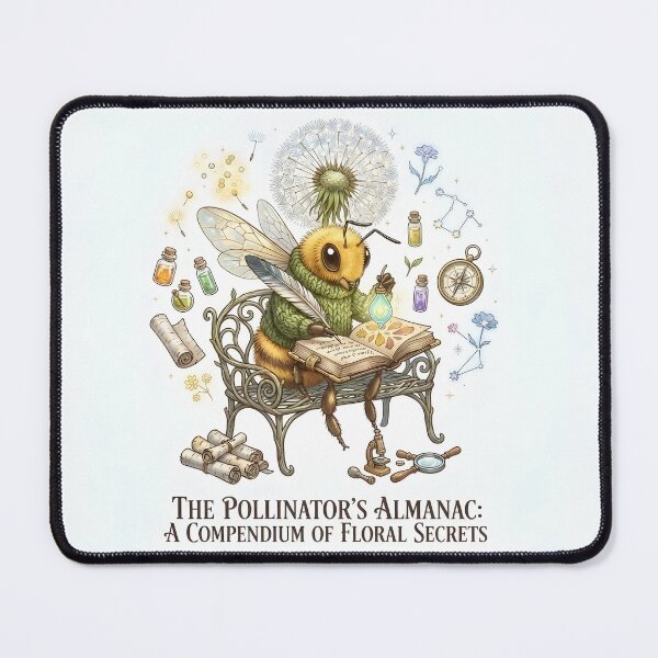 Item preview, The Pollinator's Almanac: Whimsical Scholar Bee Art designed and sold by TeeBeeDesigns.