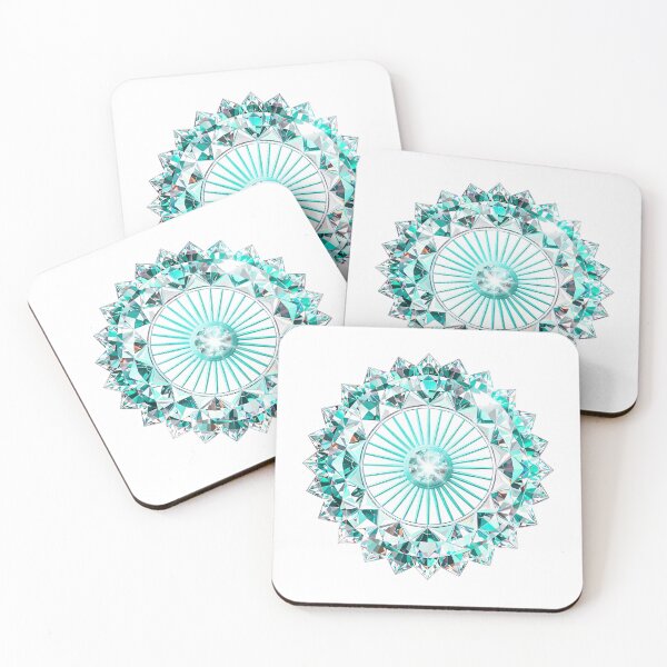 Item preview, Aquamarine Teal Crystal Mandala Luxury Art designed and sold by MinimalAurashop.