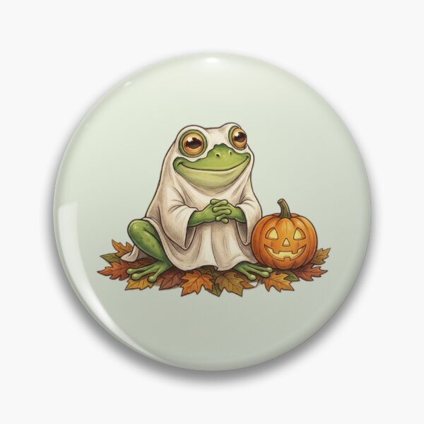 Item preview, Cute Green Frog with Halloween Pumpkin designed and sold by Safe Haven Pets.