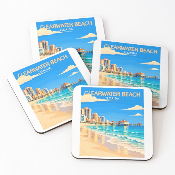 Item preview, Clearwater Beach in Florida, USA, Vintage Art Travel Landscape designed and sold by MaateoDesign.