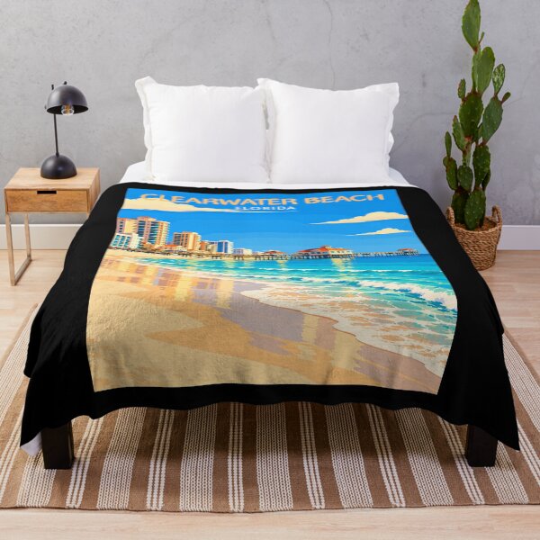 Item preview, Clearwater Beach in Florida, USA, Vintage Art Travel Landscape designed and sold by MaateoDesign.