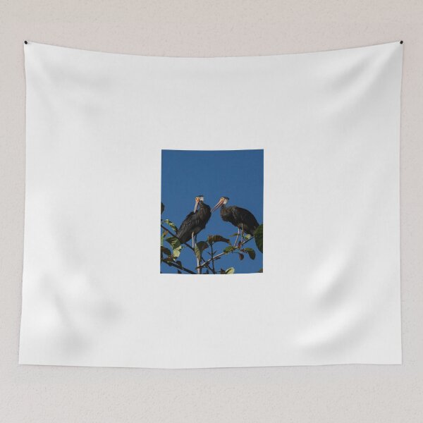 Item preview, Two Black Storks Perched on Tree Branch designed and sold by wildframe-color.