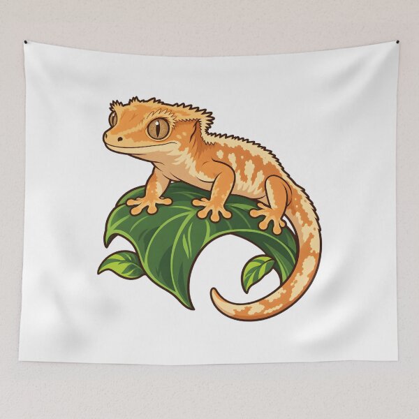 Item preview, Crested Gecko on Tropical Leaf designed and sold by Philippa Shop.
