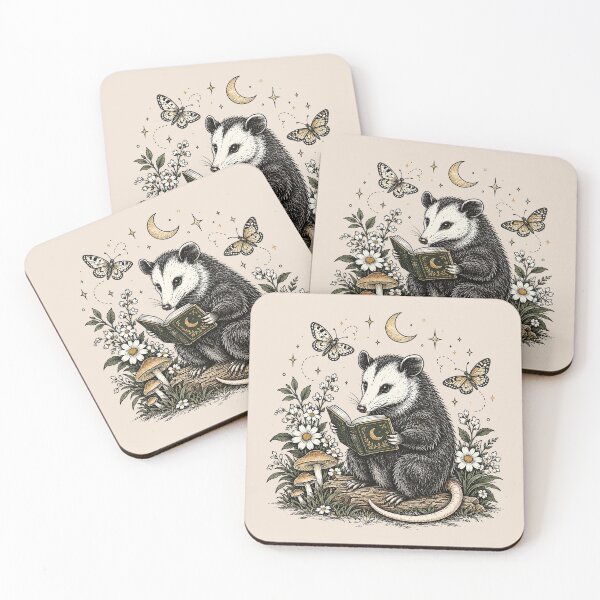 Item preview, Vintage Reading Opossum, Cute Book Lover Woodland Animal, Cozy Nature Aesthetic, Reader Gift designed and sold by Cchotlan.
