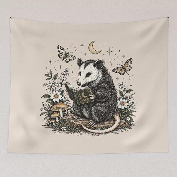 Item preview, Vintage Reading Opossum, Cute Book Lover Woodland Animal, Cozy Nature Aesthetic, Reader Gift designed and sold by Cchotlan.