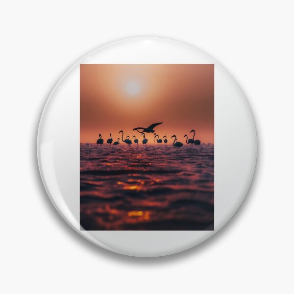Item preview, Flamingos at Sunset over Water designed and sold by wildframe-color.