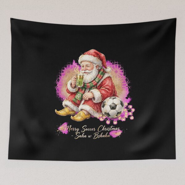 Item preview, Merry Soccer Christmas Saha w Bshaha Moroccan Santa Mint Tea Holiday designed and sold by Neon Bones Studio.