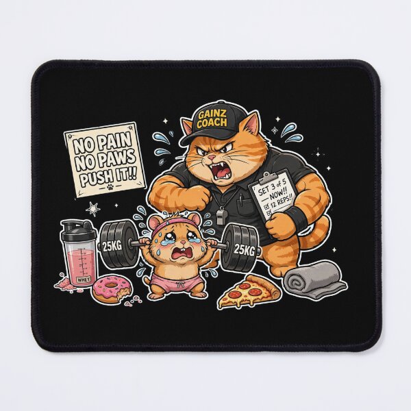 Item preview, Funny Cat Gym Coach Hamster Workout - No Pain No Paws Push It designed and sold by StrongEveryDayStore.