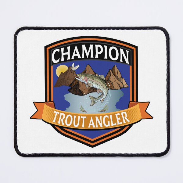 Item preview, Champion Trout Angler fishing badge, Rainbow Trout, mayfly. designed and sold by Art-Horizon.