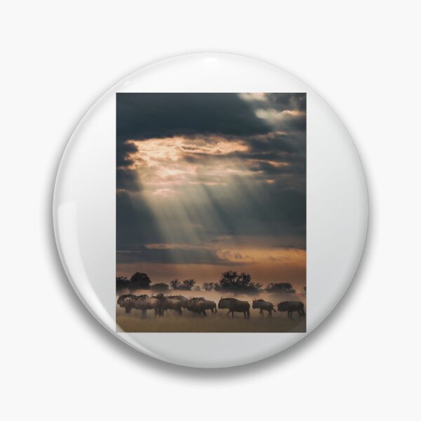 Item preview, Dramatic Light Over Wildebeest Herd at Dusk designed and sold by wildframe-color.