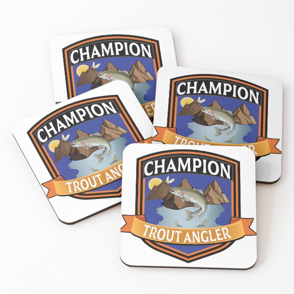 Item preview, Champion Trout Angler fishing badge, Rainbow Trout, mayfly. designed and sold by Art-Horizon.