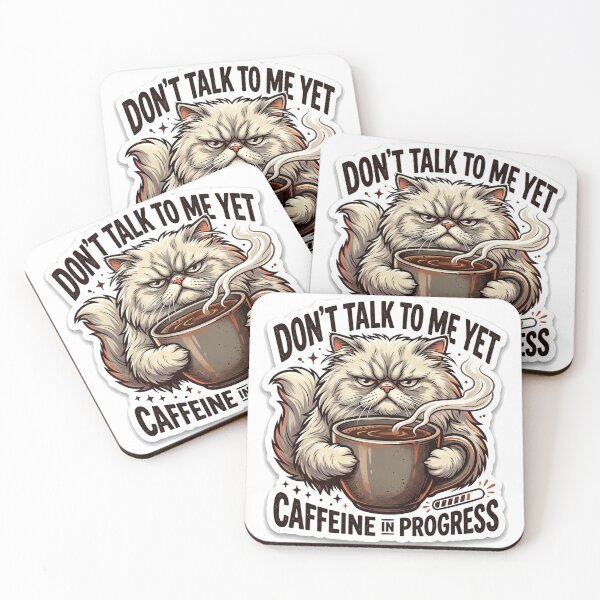 Item preview, Grumpy Monday Morning Espresso Cat designed and sold by Untamed Paws.