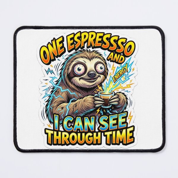 Item preview, High Voltage Espresso Turbo Sloth designed and sold by Untamed Paws.
