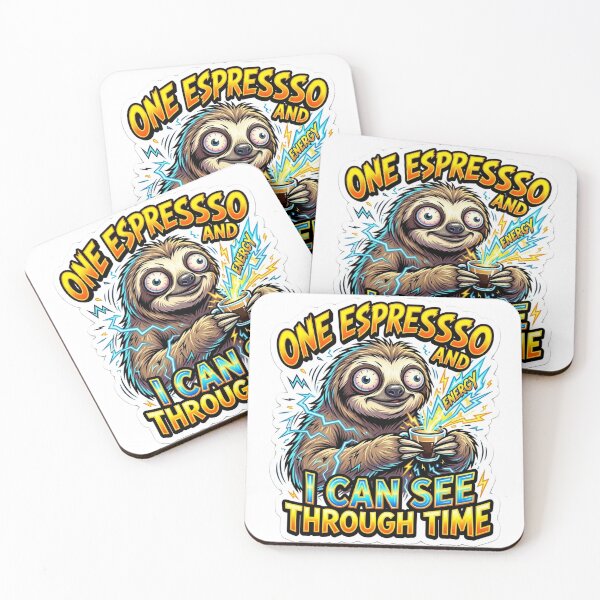 Item preview, High Voltage Espresso Turbo Sloth designed and sold by Untamed Paws.