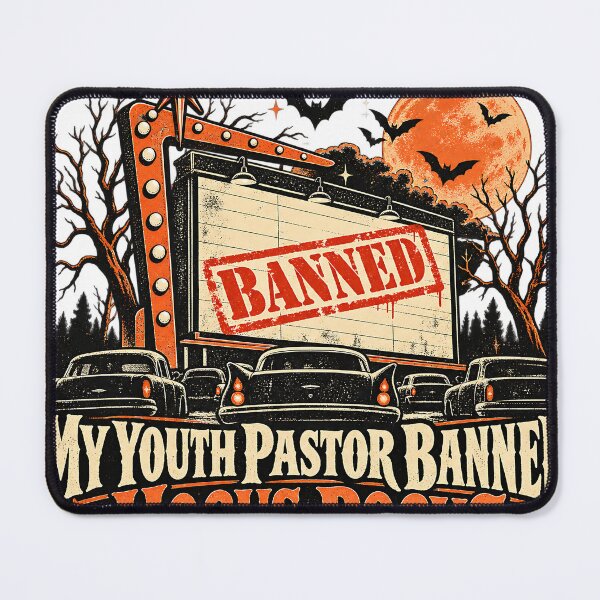 Item preview, My Youth Pastor Banned Hocus Pocus Funny Exvangelical Halloween Shirt designed and sold by GloryandFame.