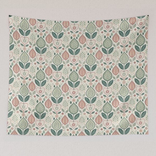 Item preview, Nordic Romantic Leaves | Scandinavian Valentine Folk designed and sold by Shuga-Design.