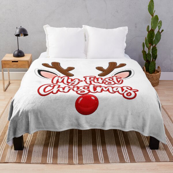 Item preview, My First Christmas Reindeer Baby Holiday Design designed and sold by LandFinStudio.