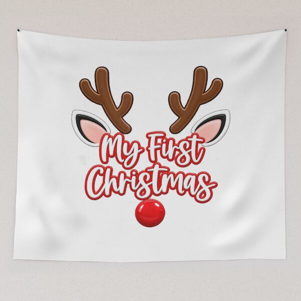 Item preview, My First Christmas Reindeer Baby Holiday Design designed and sold by LandFinStudio.