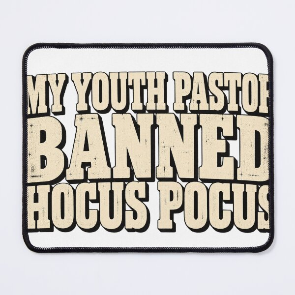 Item preview, My Youth Pastor Banned Hocus Pocus Vintage Text Funny Church Shirt designed and sold by GloryandFame.