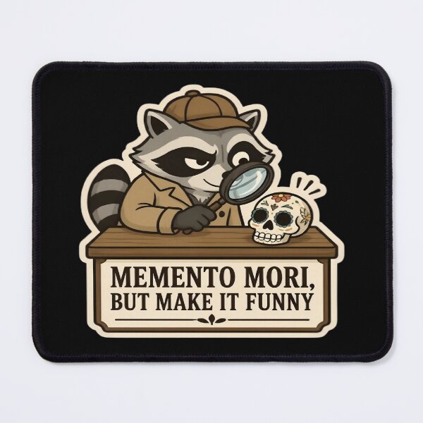 Item preview, Memento Mori But Make It Funny Raccoon Skull Dark Academia designed and sold by PozivoPlus.