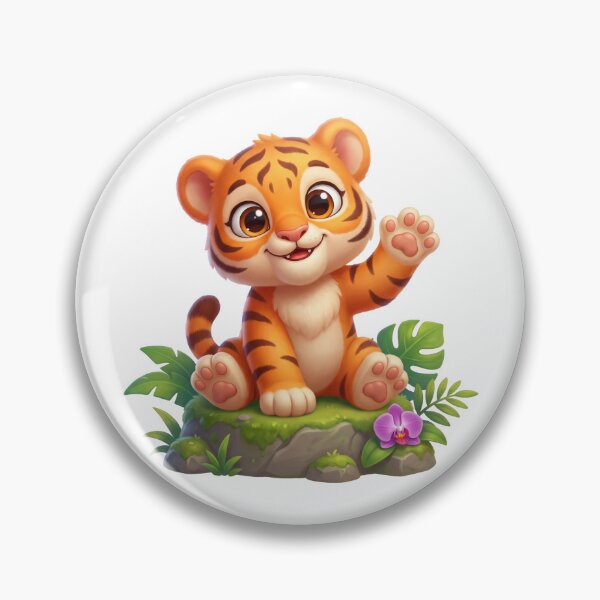 Item preview, Cute Baby Tiger Cub Waving designed and sold by Thanat Pattern Studio.
