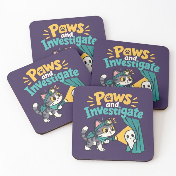 Item preview, Paws and Investigate Funny Ghost Hunter Cat Halloween designed and sold by Glitchart66.