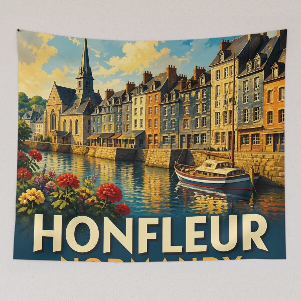 Item preview, Honfleur Normandy – Vintage French Travel Art Poster designed and sold by LSVart.