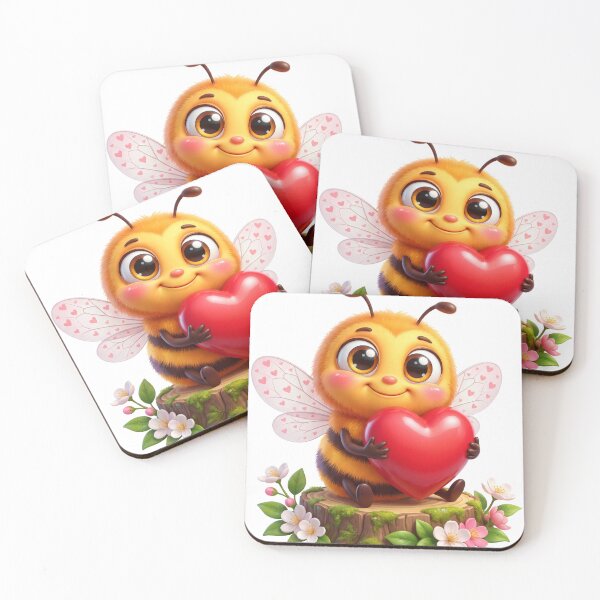 Item preview, Cute Bee Hugging a Heart Valentine designed and sold by Thanat Studio.