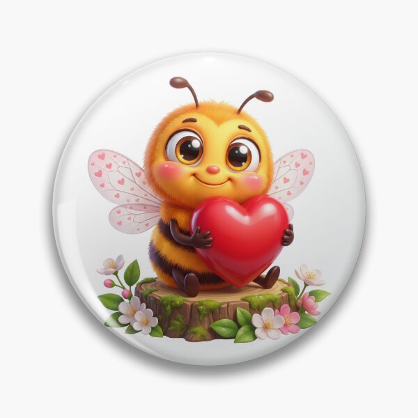 Item preview, Cute Bee Hugging a Heart Valentine designed and sold by Thanat Pattern Studio.