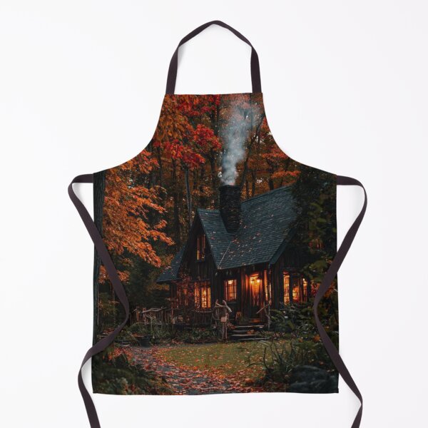 Item preview, Cozy Autumn Cabin in Forest — Warm Fall Foliage Cottagecore Landscape Art designed and sold by LYAN-STORE.