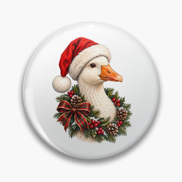 Item preview, Festive Holiday Wreath Goose with Santa Hat Pine Branches, Holly Berries and Pinecones  designed and sold by SOUFIANE1991.