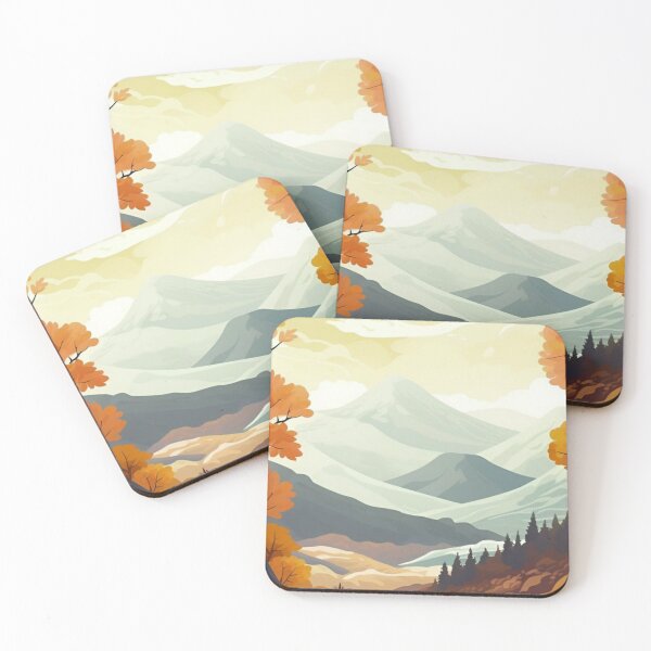 Item preview, Autumn Mountain Valley Landscape — Warm Fall Forest and Snowy Peaks Vector Art designed and sold by LYAN-STORE.