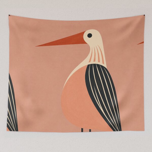 Item preview, Mid Century Dusty Rose Heron Bird Art – "The Softening" designed and sold by Filora Atelier | Bird Art.