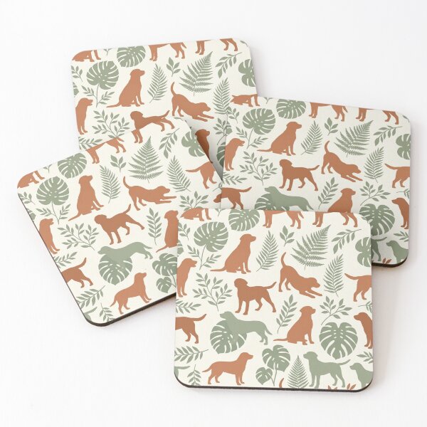 Item preview, Botanical Labradors – Boho Pattern of Silhouettes and Leaves designed and sold by Goodthingstree.
