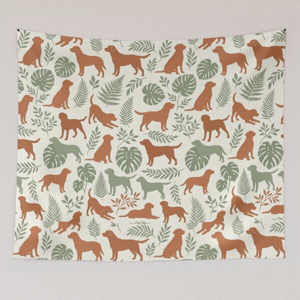 Item preview, Botanical Labradors – Boho Pattern of Silhouettes and Leaves designed and sold by Goodthingstree.