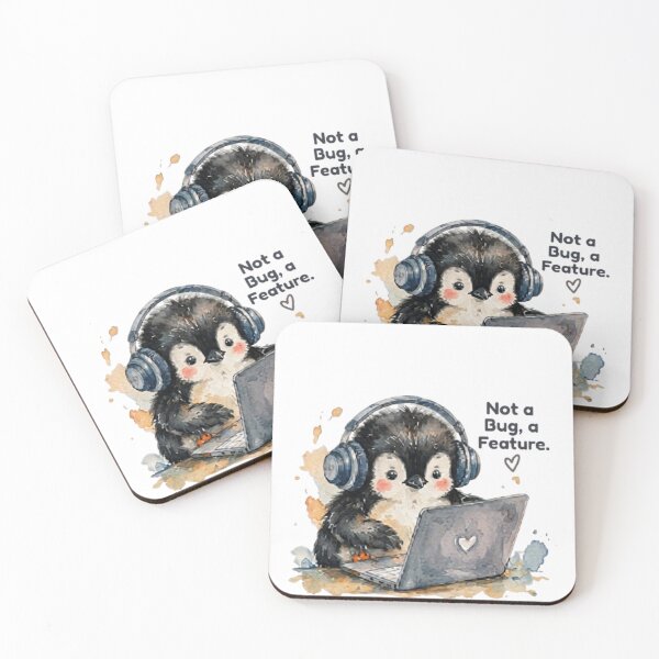 Item preview, Not a Bug, a Feature | Funny Coding Penguin Watercolor Art designed and sold by NUVYStudio.