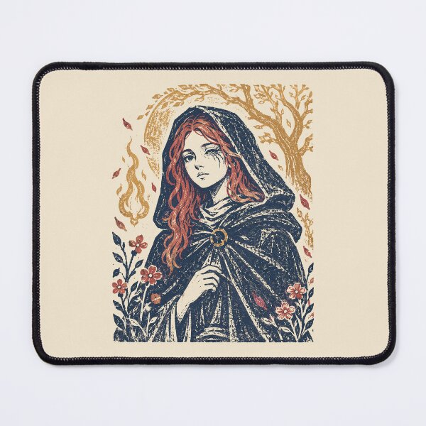 Item preview, Melina – Elden Ring Vintage Linocut Portrait designed and sold by ChickenFund.