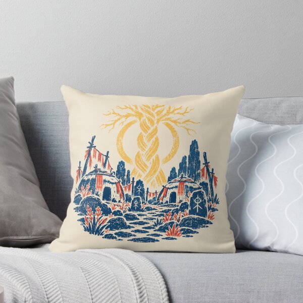 Item preview, Shaman Village – Marika's Golden Braid – Elden Ring Vintage Linocut designed and sold by ChickenFund.