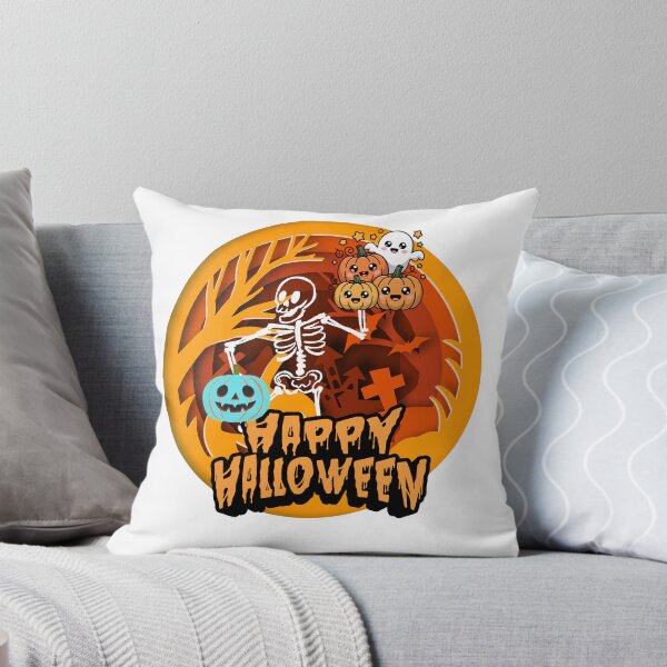 Item preview,  Happy Halloween Skeleton and Cute Pumpkins – Spooky Night Design designed and sold by Palette _Vibes.