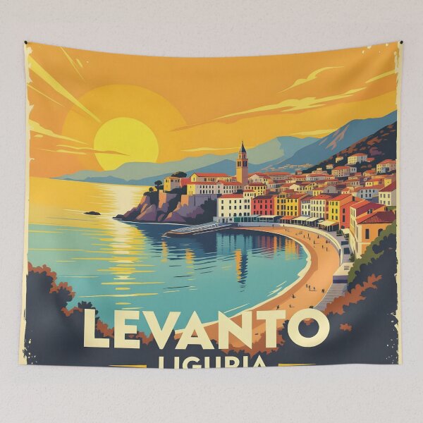 Item preview, Levanto Liguria Italy – Elegant Vintage Travel Poster designed and sold by LSVart.