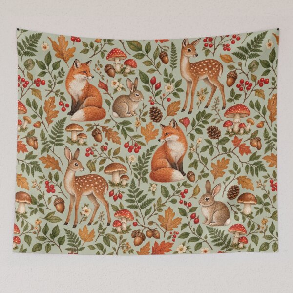Item preview, Enchanted Autumn Woodland – Foxes, Deer & Mushrooms designed and sold by MetaModel Editions.