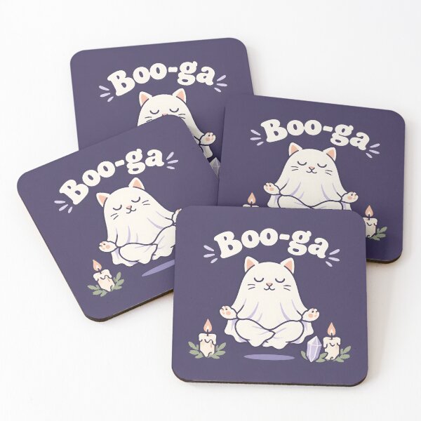 Item preview, Boo-ga Funny Ghost Yoga Cat Meditation Halloween designed and sold by Glitchart66.