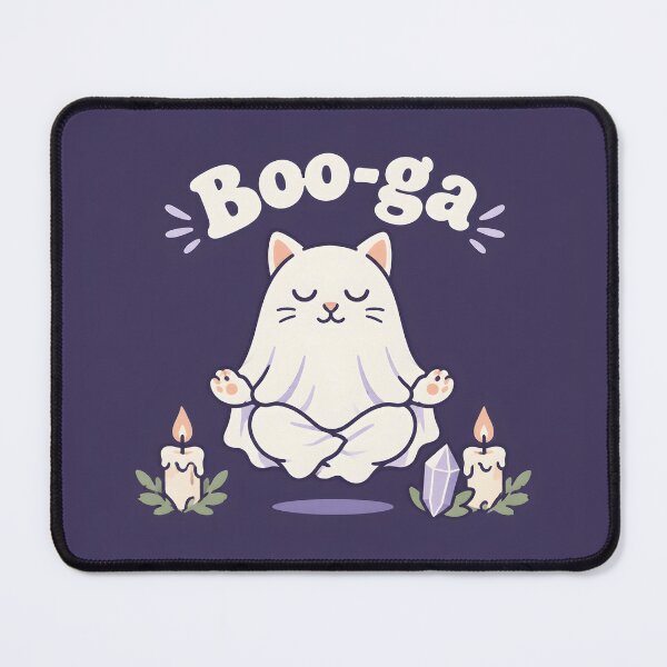 Item preview, Boo-ga Funny Ghost Yoga Cat Meditation Halloween designed and sold by Glitchart66.