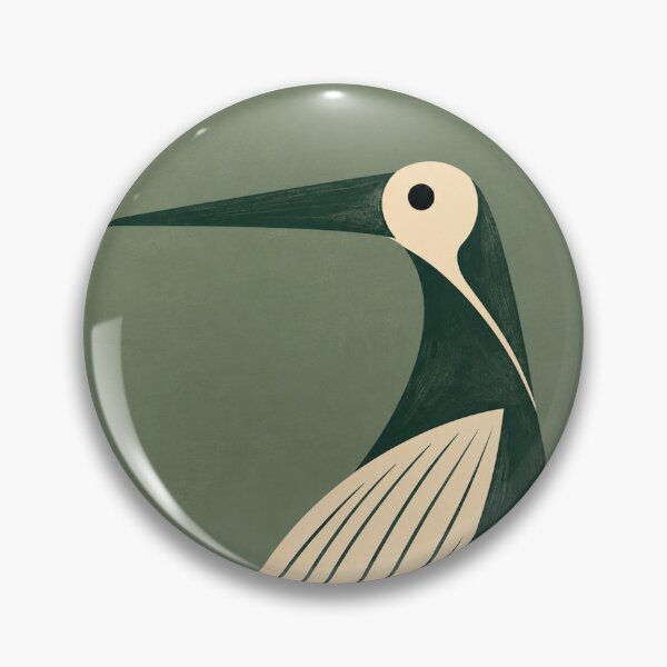 Item preview, Mid Century Forest Green Heron Bird Art – "The Evergreen" designed and sold by Filora Atelier | Bird Art.