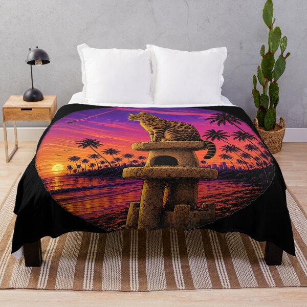 Item preview, Bengal Cat on a Palm Beach – Synthwave Vice Sunset Design designed and sold by Bengoer18.