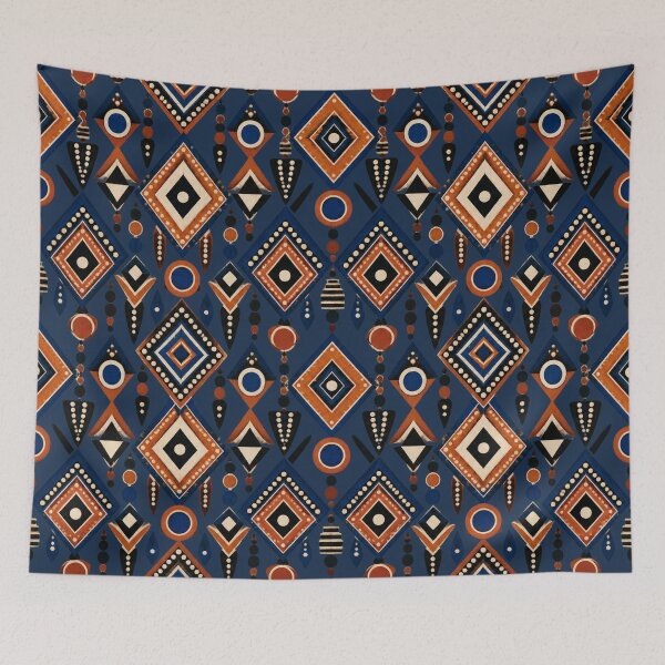 Item preview, Bold Bohemian Geometry – Cobalt Blue & Burnt Orange designed and sold by MetaModel Editions.
