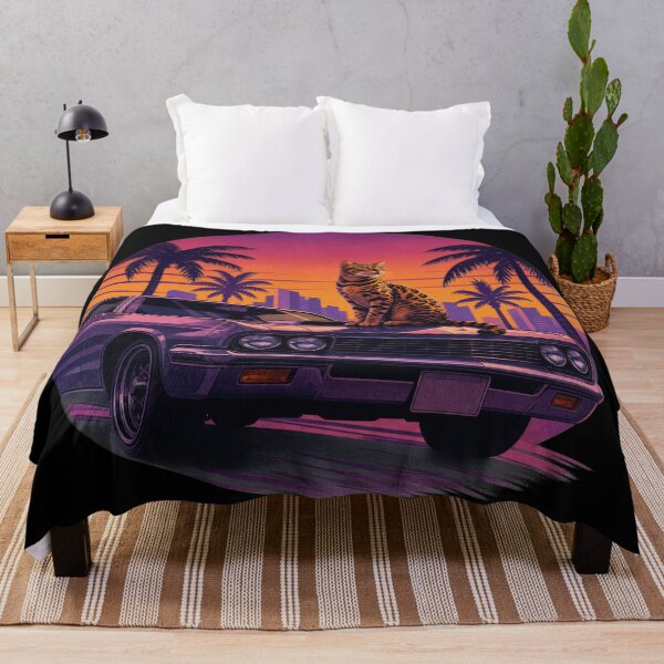 Item preview, Vintage Muscle Car & Bengal Cat – Synthwave Retro Sunset designed and sold by Bengoer18.