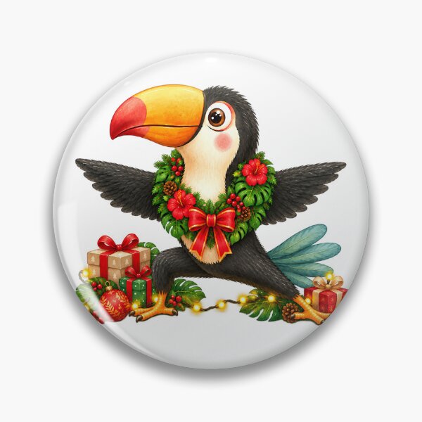 Item preview, Christmas Yoga Toucan – Warrior Two Pose with Christmas Wreath designed and sold by YogiAnimalArt.
