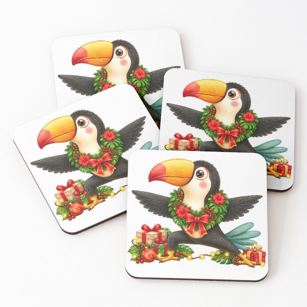 Item preview, Christmas Yoga Toucan – Warrior Two Pose with Christmas Wreath designed and sold by YogiAnimalArt.