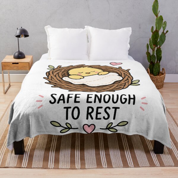 Item preview, Safe Enough to Rest Cute Mental Wellness designed and sold by CleanDecor.